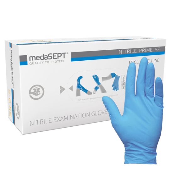 Wyrób medyczny, medaSEPT, Rękawice nitrylowe, Nitrile prime PF XS, 100 szt. MedaSept