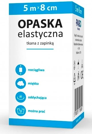 Wyrób medyczny, Paso, Opaska elastyczna tkana z zapinką 5m x 8cm PASO-TRADING