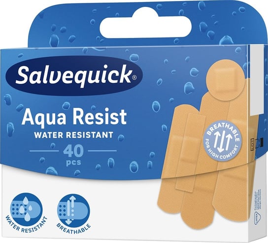 Wyrób medyczny, Salvequick, Aqua Resist, plastry wodoodporne, 40 szt.. Salvequick