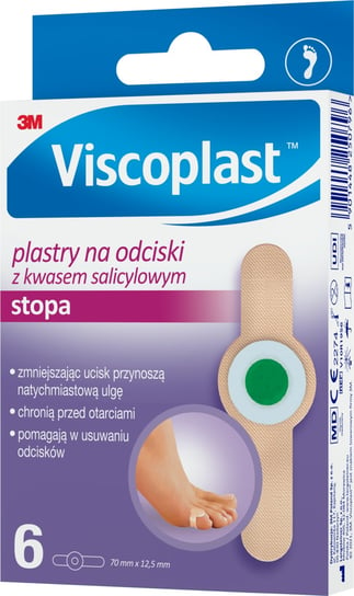Wyrób medyczny, Viscoplast™ Plastry na odciski z kwasem salicylowym, 70 mm x 12,5 mm, pudełko/6 szt. Inna marka