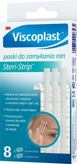 Wyrób medyczny, Viscoplast™ Steri-Strip™ paski do zamykania ran, białe, 2 rozmiary, pudełko/8 szt. Viscoplast