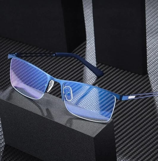 Wyrób medyczny, Żyłkowe męskie okulary do komputera tv smartfona blue light zerówki niebieskie 2596b STYLION