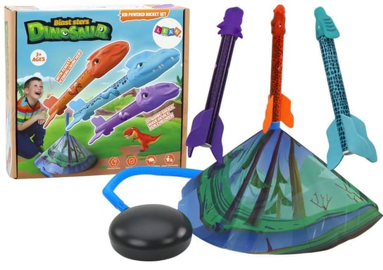 Wyrzutnia Rakiet Gra Dinozaury Las Kolorowe Pompka Lean Toys