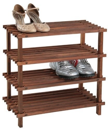 Wysoka szafka na buty z drewna jodłowego, pojemny i ustawny regał na buty z czterema półkami Kesper