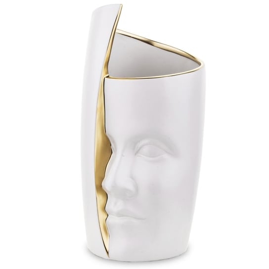 Wysoki, Biało - Złoty Wazon Ceramiczny Ansit 29X13 Cm Duwen