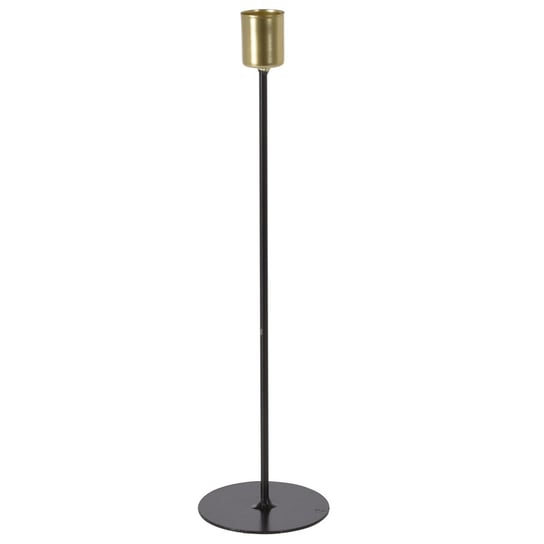 Wysoki Metalowy Świecznik Czarno Złoty 30,5 Cm Na Stół Komodę Loft Glamour H&S Decoration