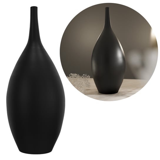Wysoki Wazon Dekoracyjny Czarny Matowy Ceramiczny Sevilla - 47cm Estilo Home