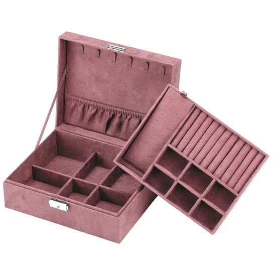 Wysokiej jakości pudełko na akcesoria jubilerskie w kolorze różowym - do przechowywania pierścieni, łańcuszków, zegarków, kolczyków i bransoletek. Intirilife