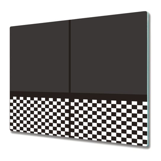 Wytrzymała Deska Kuchenna ze Szkła Hartowanego 60x52 cm - Czarno-biały wzór kwadraty Coloray