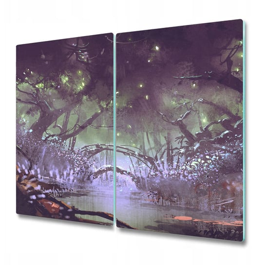 Wytrzymała Deska Kuchenna ze Szkła Hartowanego - Bakowy mroczny las - 2x30x52 cm Coloray