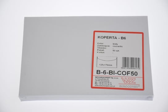 Wz Eurocopert, Koperta B6 zaklejana na mokro, biała WZ EUROCOPERT