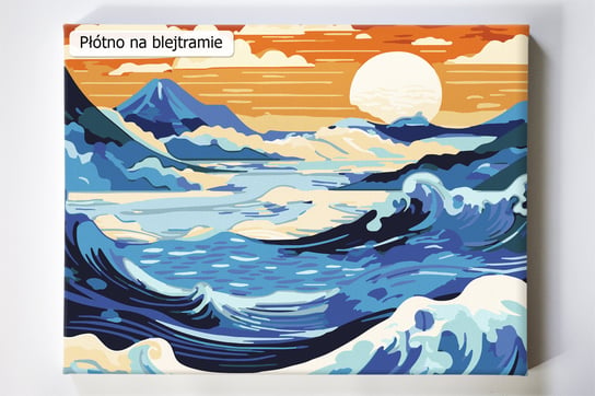 Wzburzone fale, morze, słońce, Hokusai, Katsushika, malowanie po numerach Akrylowo