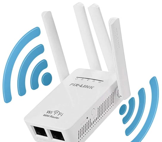 Wzmacniacz sygnału WIFI Repeater LAN RJ-45 300Mbps Router 4 anteny Inna marka