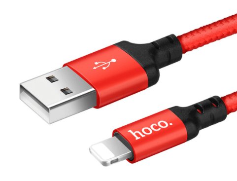 WZMACNIANY Kabel USB HOCO X14 2A iPhone 5 6 7 8 X SE czerwony HOCO.