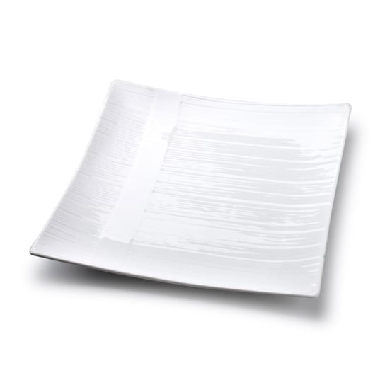 Wzorzysty biały talerz deserowy BASIC 26x26xh2cm Affek Design