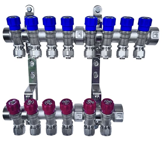 X-HOME ROZDZIELACZ PEX 1” x 16 mm 8 OBWODY WODY ZIMNEJ 6 OBWODY CIEPŁEJ X-HOME