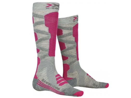 X-Socks, Skarpety narciarskie, Ski Silk Merino 4.0 2020, szaro-różowe, rozmiar 37-38 X-Socks