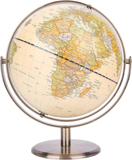 XERZ 20cm World Globe - Antyczny Glob Świata na Metalowej Podstawie NIKCORP