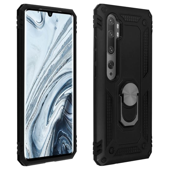 Xiaomi Mi Note 10 / 10 Pro Etui Bi Material Sztywny miękki magnetyczny stojak na pierścionek Czarny Avizar