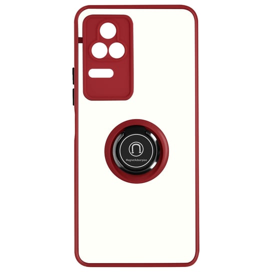 Xiaomi Poco F4 5G Bi-material Case Metallic Ring Podstawka wideo w kolorze czerwonym Avizar