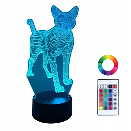 XL Lampka LED 3D 16 kolorów Kot Kitty + Pilot Inna marka