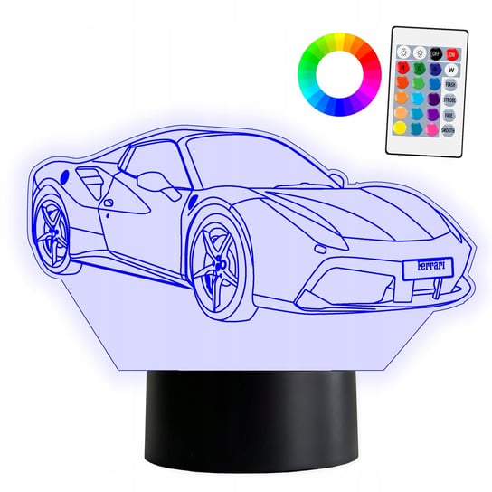XL Lampka Nocna LED 3D 16 kolorów Ferrari + Pilot Inna marka