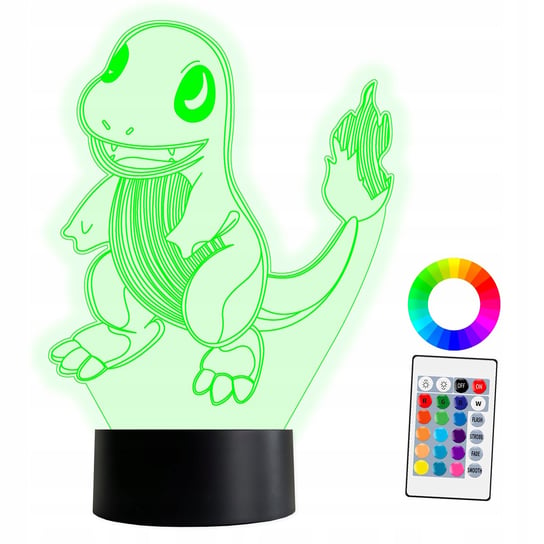 XL Lampka Nocna LED 3D Charmander Pokemon 16 kolorów + Pilot Inna marka