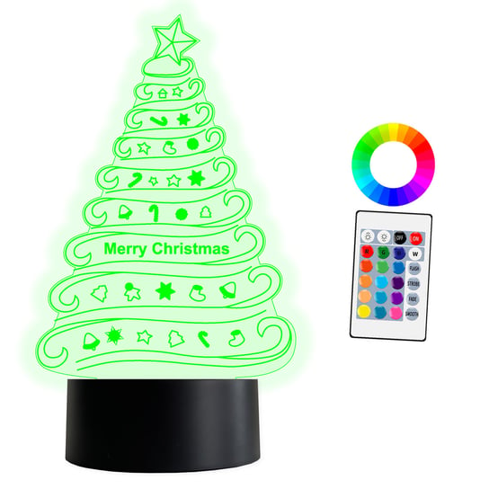 XL LAMPKA NOCNA LED 3D Choinka Święta Boże Narodzenie 16 kolorów + Pilot IMIĘ Grawer Inna marka
