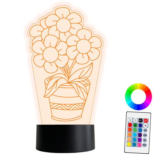 XL LAMPKA NOCNA LED 3D Dzień Matki Prezent Kwiaty 16 kolorów + Pilot IMIĘ Grawer Inna marka