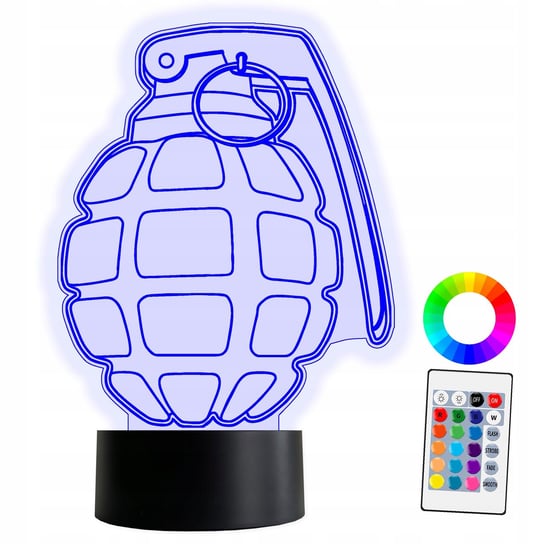 XL Lampka Nocna LED 3D Granat Militaria 16 kolorów + Pilot Inna marka