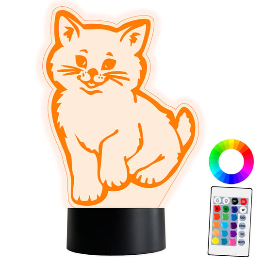 XL LAMPKA NOCNA LED 3D Kotek Kot 16 kolorów + Pilot IMIĘ Grawer Inna marka