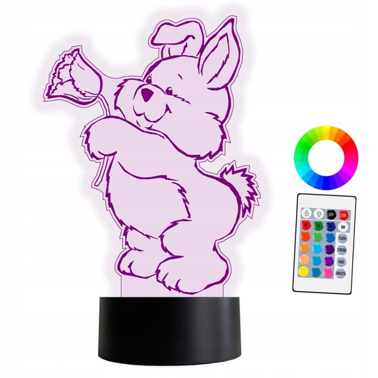 XL Lampka Nocna LED 3D Królik + Pilot 16 kolorów Inna marka