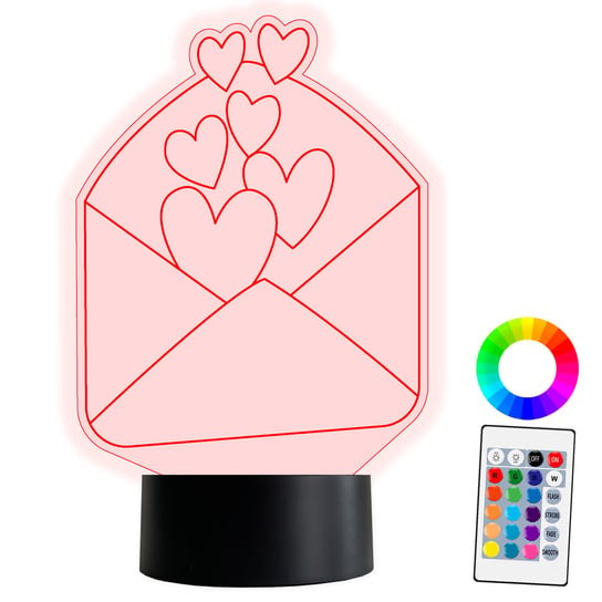 XL LAMPKA NOCNA LED 3D Miłość Walentynki Prezent Koperta 16 kolorów + Pilot IMIĘ Grawer Inna marka