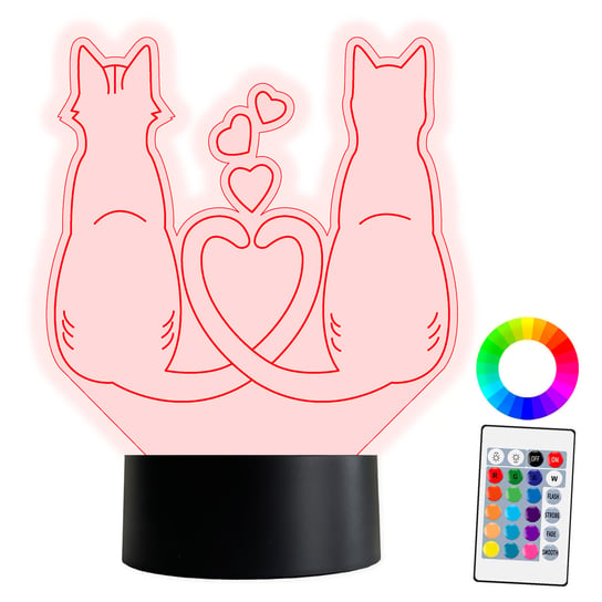 XL LAMPKA NOCNA LED 3D Miłość Walentynki Prezent Kot Koty 16 kolorów + Pilot IMIĘ Grawer Inna marka