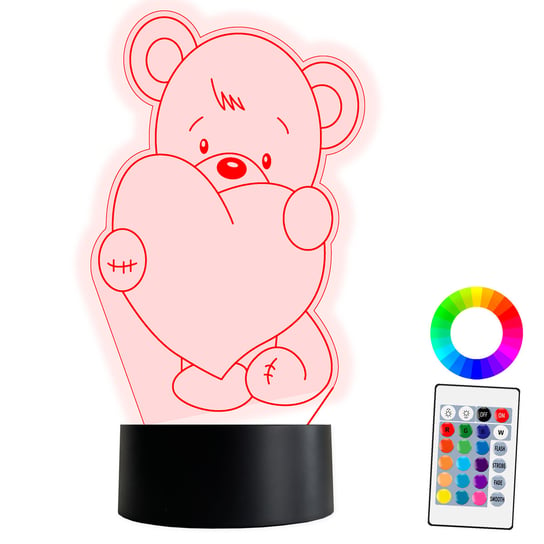 XL LAMPKA NOCNA LED 3D Miłość Walentynki Prezent Miś 16 kolorów + Pilot IMIĘ Grawer Inna marka