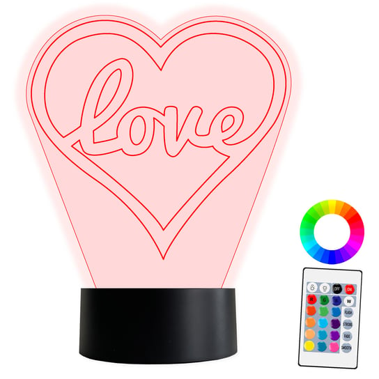 XL LAMPKA NOCNA LED 3D Miłość Walentynki Prezent Serce 16 kolorów + Pilot IMIĘ Grawer Inna marka