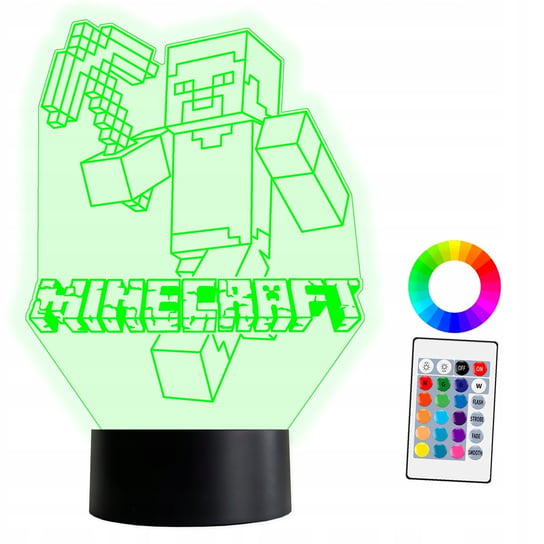 XL Lampka Nocna LED 3D Minecraft Steve 16 kolorów + Pilot Inna marka