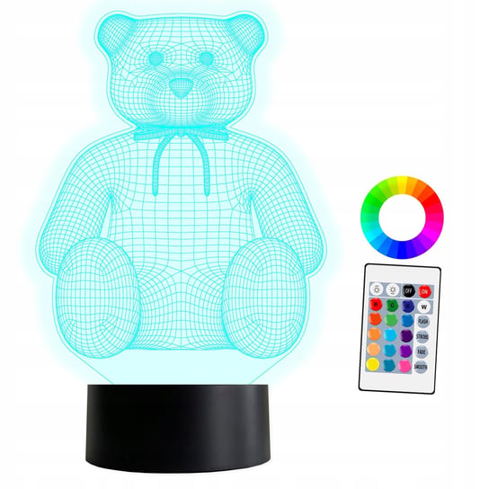 XL Lampka Nocna LED 3D Miś Misu Walentynki Prezent 16 kolorów + Pilot Inna marka