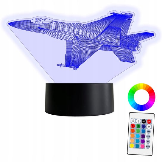 XL Lampka Nocna LED 3D Myśliwiec F-16 Militaria 16 kolorów + Pilot Inna marka