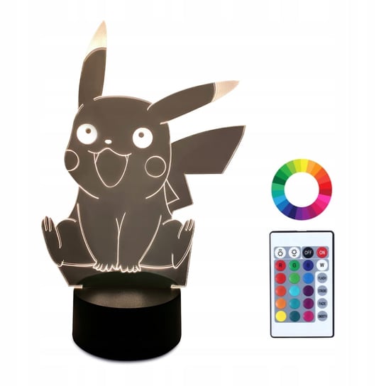 XL Lampka Nocna LED 3D Pikachu Pokemon 16 kolorów + Pilot Inna marka