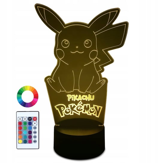 XL Lampka Nocna LED 3D Pikachu Pokemon 16 kolorów + Pilot Inna marka