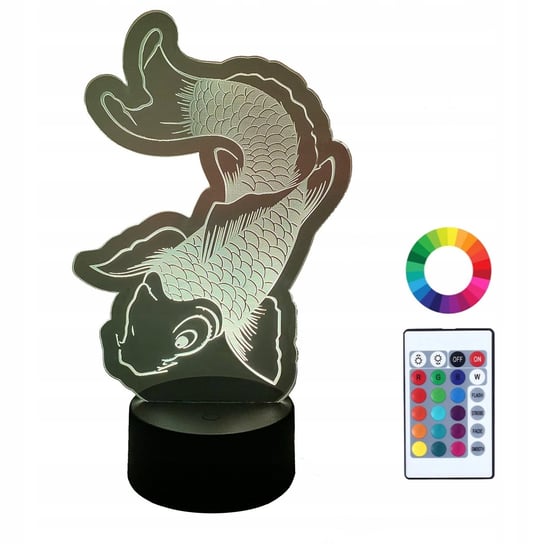 XL Lampka Nocna LED 3D Ryba Wędka 16 kolorów + Pilot Inna marka