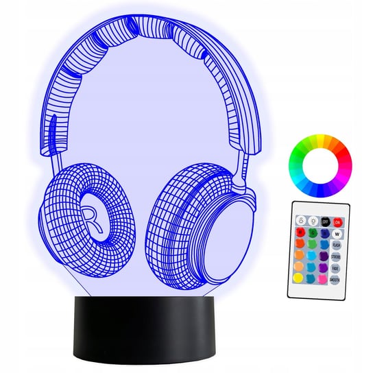 XL Lampka Nocna LED 3D Słuchawki Gamer Gracz 16 kolorów + Pilot Inna marka