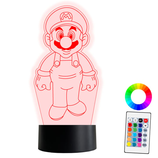 XL LAMPKA NOCNA LED 3D Super Mario Luigi 16 kolorów + Pilot IMIĘ Grawer Inna marka