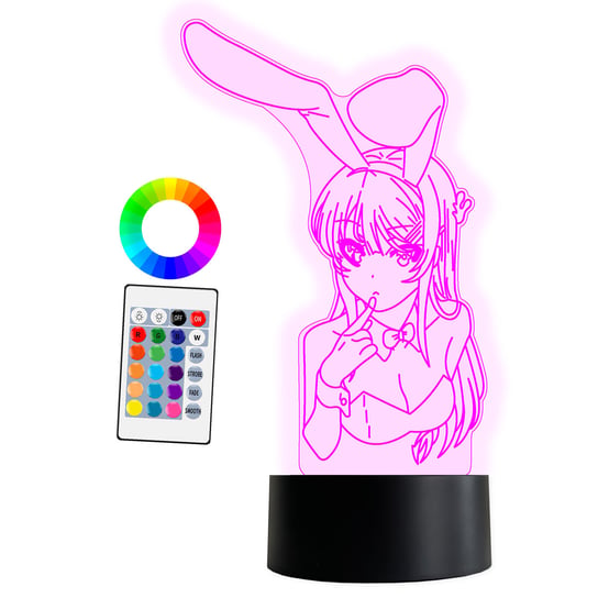 XL LAMPKA NOCNA LED 3D Waifu Mai Sakurajima Bunny Girl Królik 16 kolorów + Pilot IMIĘ Grawer Inna marka