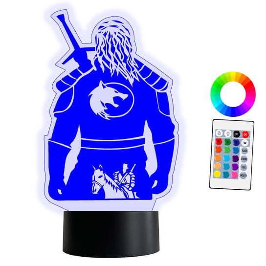 XL LAMPKA NOCNA LED 3D Wiedźmin Geralt 16 kolorów + Pilot IMIĘ Grawer Inna marka