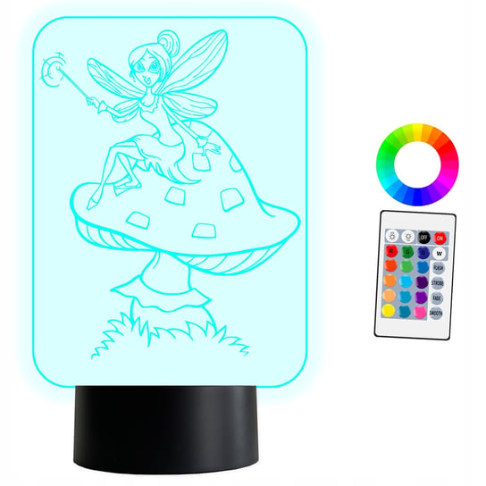 XL Lampka Nocna LED 3D Wróżka + Pilot 16 kolorów Inna marka