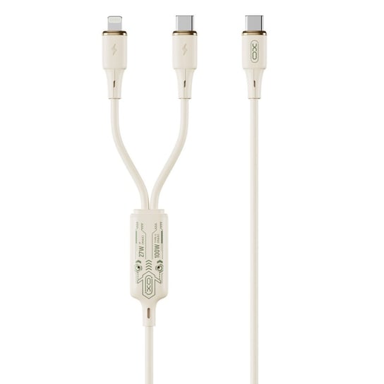 XO kabel NB-Q262 2w1 PD USB-C - Lightning + USB-C 1,2m beżowy 60W XO