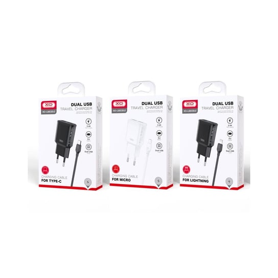 XO ładowarka sieciowa L92C 2x USB 2,4A biała + Kabel Lightning XO