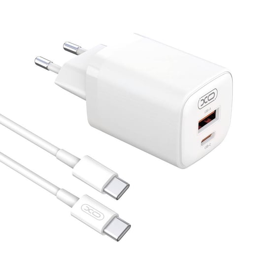 XO ładowarka sieciowa L96 PD 30W QC 3.0 18W 1x USB 1x USB-C biała + kabel USB-C - USB-C XO